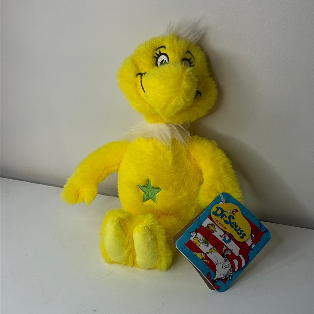 NWT Kids Dr. Seuss Bright Yellow Plush with Green Star